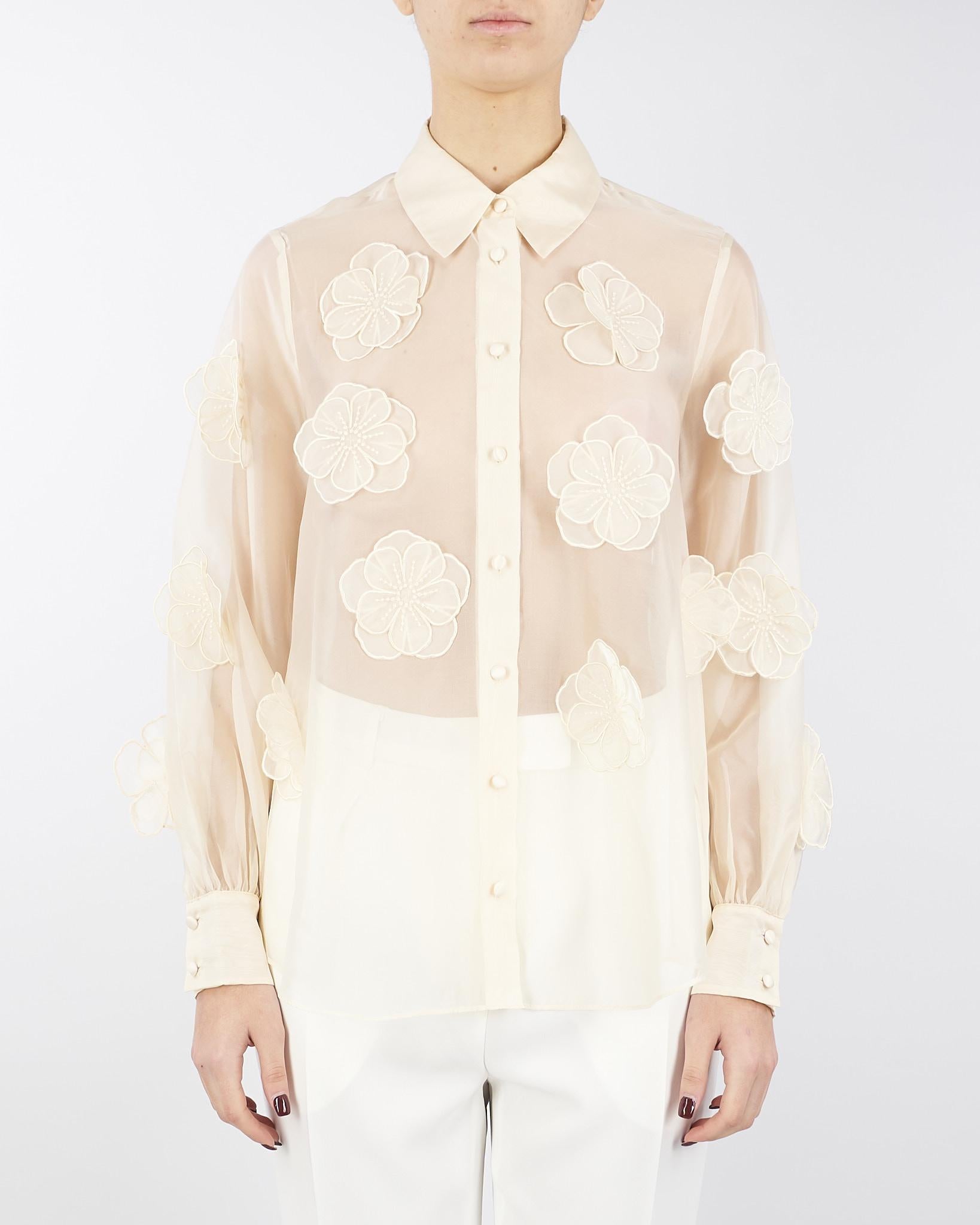 Camicia in roganza con fiori Fru – Fanù Boutique