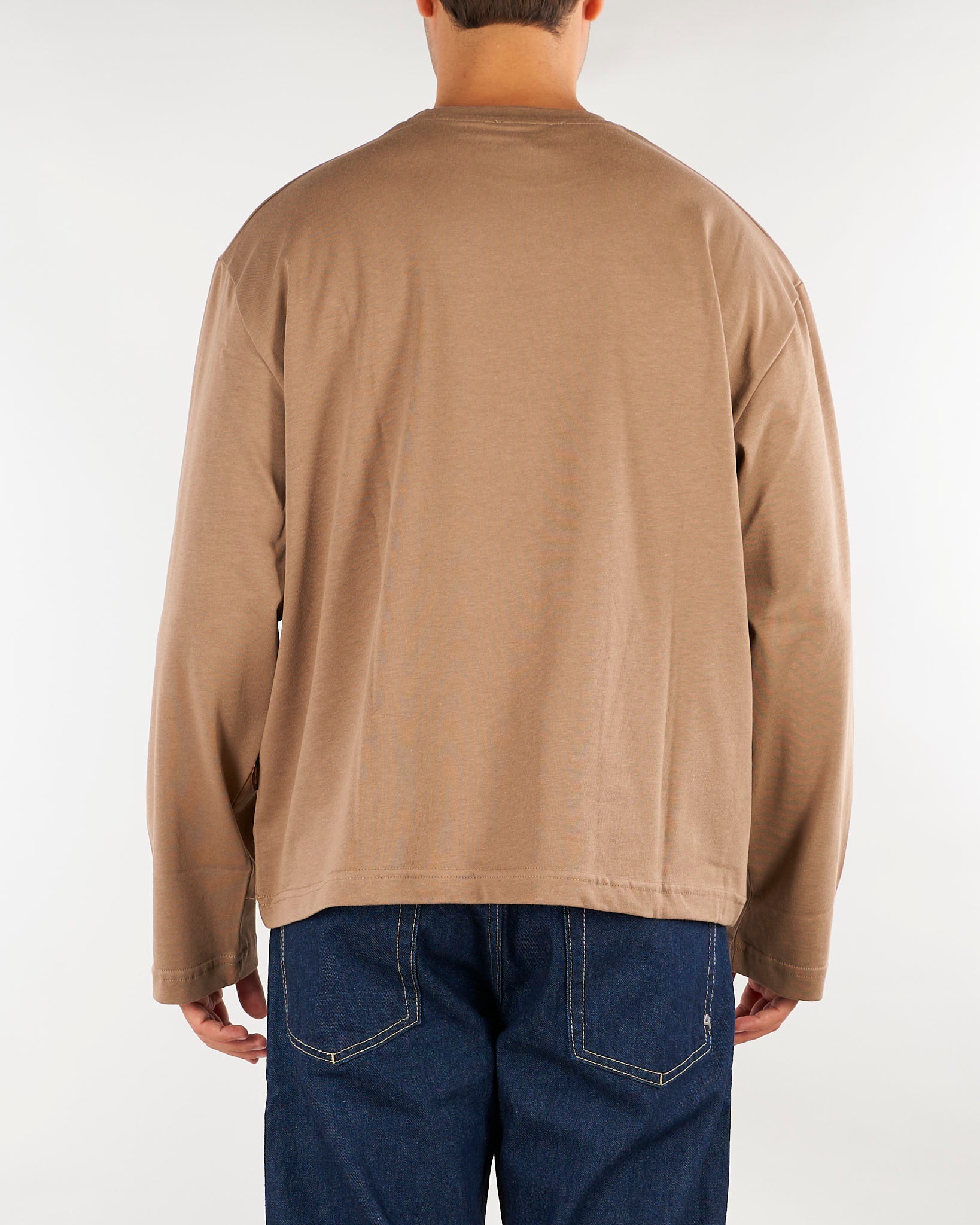 T-shirt Nocciola long sleeves con logo BELGIO 65 3DICI 