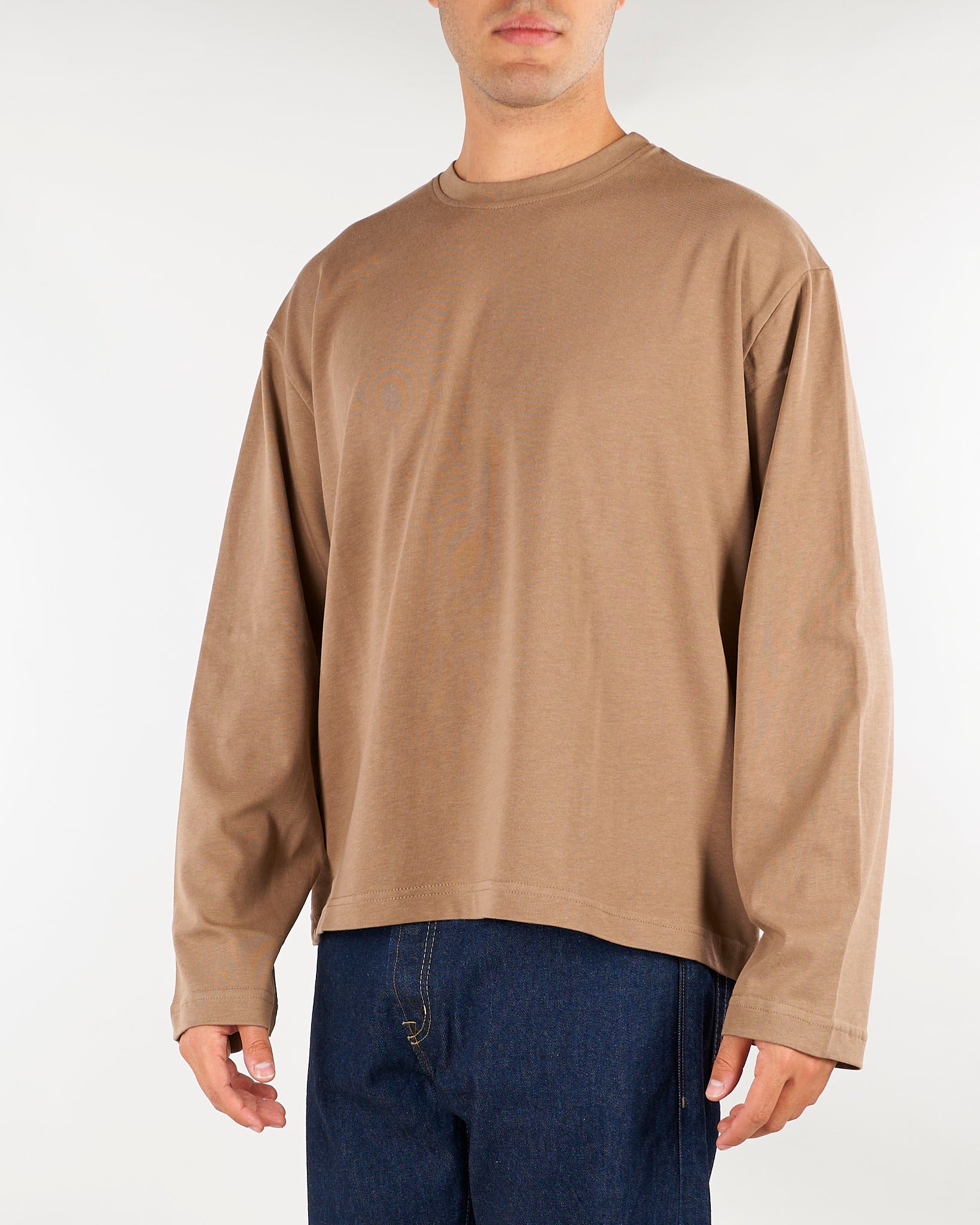 T-shirt Nocciola long sleeves con logo BELGIO 65 3DICI 