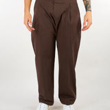 Pantalone Coffee in cotone caldo con elastico, pences e fondo ampio F6PKMAPA052 943 A PAPER KID 