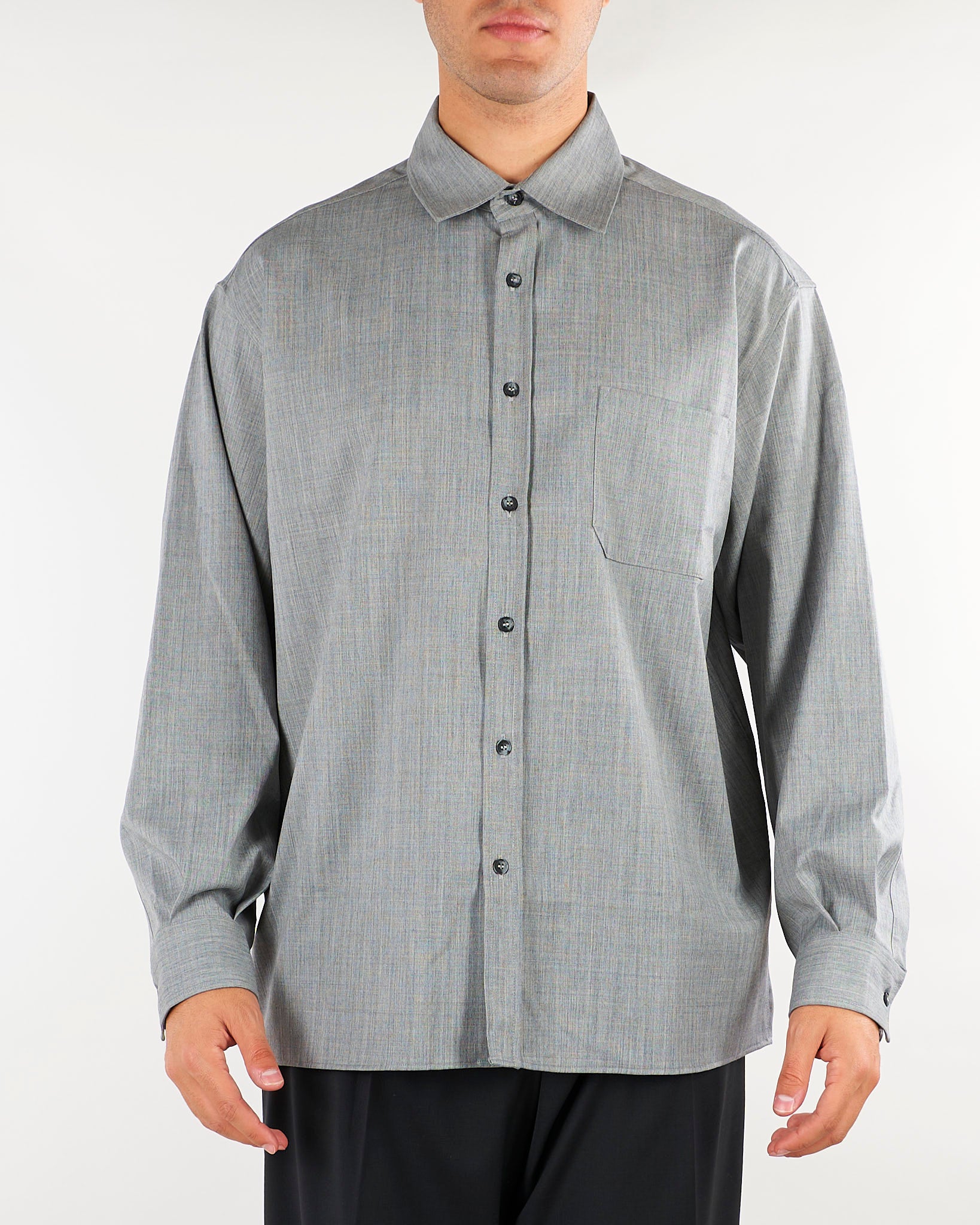 Camicia Grigio in fresco lana Relaxed fit F6PKMASI108 106 A PAPER KID 