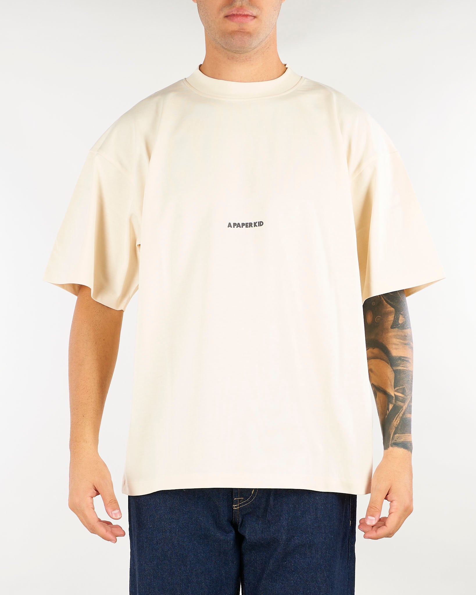 T-shirt Crema con stampa logo Relaxed fit F6PKUATH138 10 A PAPER KID 