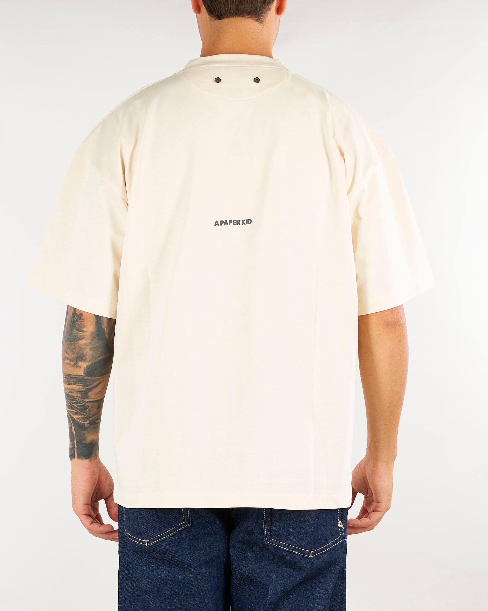 T-shirt Crema con stampa logo Relaxed fit F6PKUATH138 10 A PAPER KID 