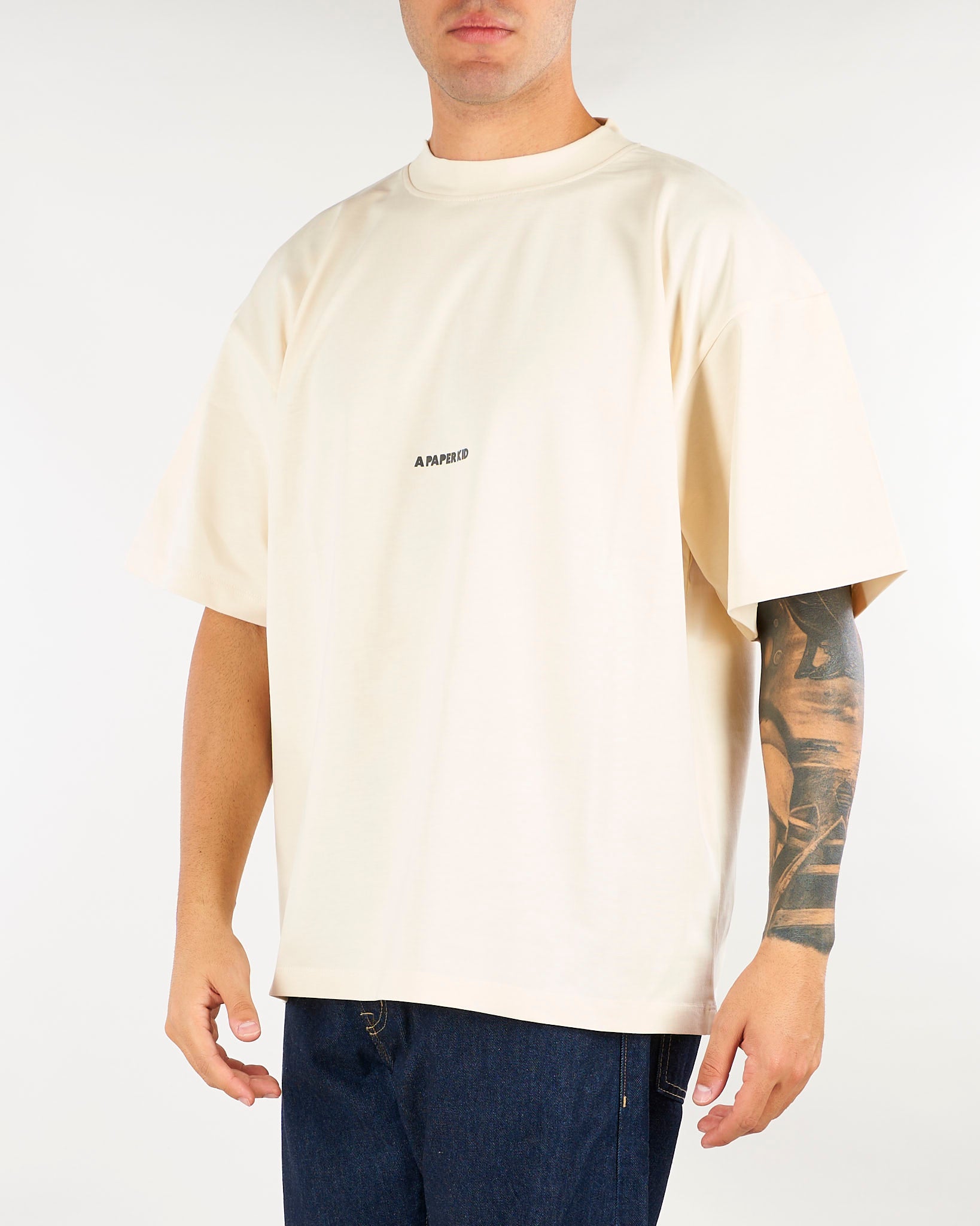 T-shirt Crema con stampa logo Relaxed fit F6PKUATH138 10 A PAPER KID 