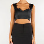 Top Nero in raso con inserti in pizzo ACT17157TO313 99 ACTUALEE 