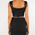 Top Nero in raso con inserti in pizzo ACT17157TO313 99 ACTUALEE 
