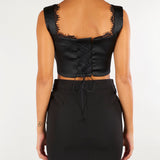 Top Nero in raso con inserti in pizzo ACT17157TO313 99 ACTUALEE 