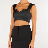 Top Nero in raso con inserti in pizzo ACT17157TO313 99 ACTUALEE 