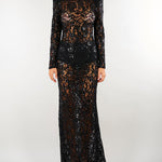 Abito Nero in pizzo con micro paillettes ACT2611ABAB4154 99 ACTUALEE 