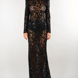 Abito Nero in pizzo con micro paillettes ACT2611ABAB4154 99 ACTUALEE 