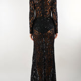 Abito Nero in pizzo con micro paillettes ACT2611ABAB4154 99 ACTUALEE 