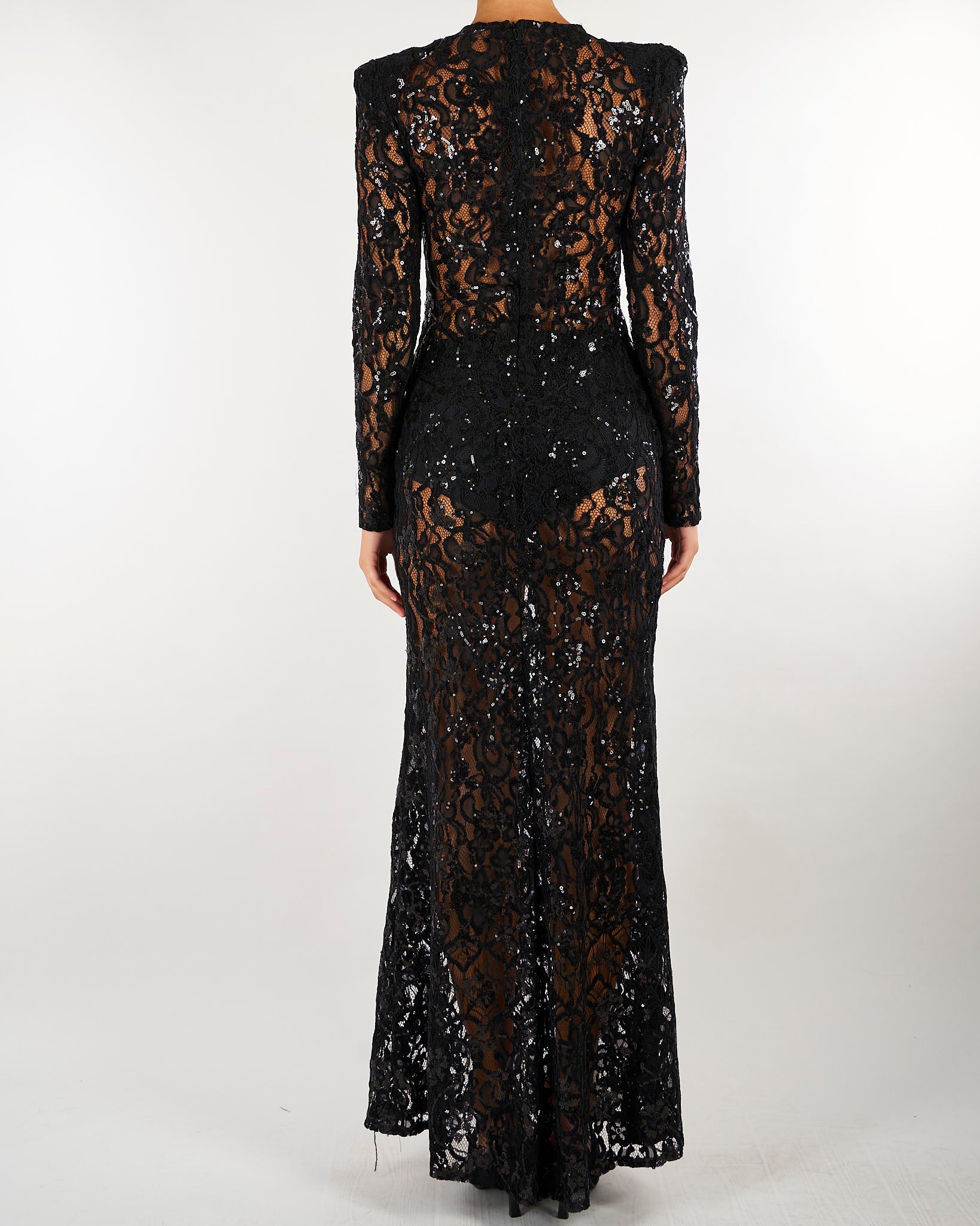 Abito Nero in pizzo con micro paillettes ACT2611ABAB4154 99 ACTUALEE 