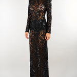 Abito Nero in pizzo con micro paillettes ACT2611ABAB4154 99 ACTUALEE 