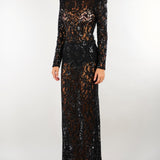 Abito Nero in pizzo con micro paillettes ACT2611ABAB4154 99 ACTUALEE 