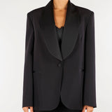 Blazer Nero con ampio rever sciallato in raso ACTGC031GI1082 99 ACTUALEE 