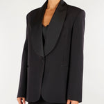 Blazer Nero con ampio rever sciallato in raso ACTGC031GI1082 99 ACTUALEE 