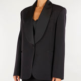 Blazer Nero con ampio rever sciallato in raso ACTGC031GI1082 99 ACTUALEE 