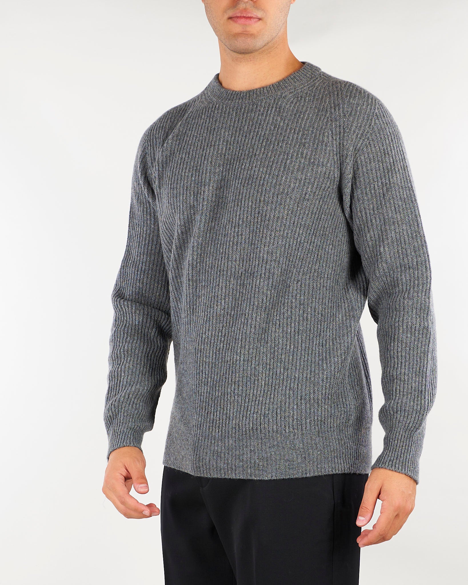 Maglia Grigio a coste in pura lana e cashmere Relaxed fit B9AC0010 97M AMARANTO 