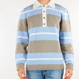Maglia Polo Azzurro-Grigio a righe in pura lana e cashmere B9AC0053 402 AMARANTO 