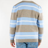 Maglia Polo Azzurro-Grigio a righe in pura lana e cashmere B9AC0053 402 AMARANTO 
