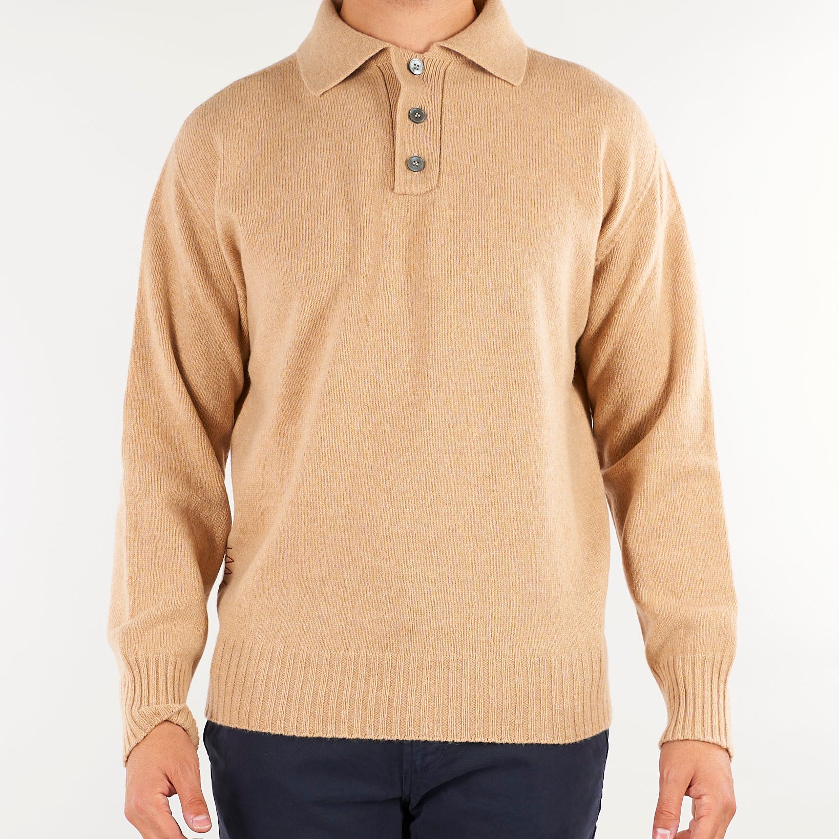 Maglia Polo Cammello in pura lana e cashmere Relaxed fit B9AC0071 62M AMARANTO 