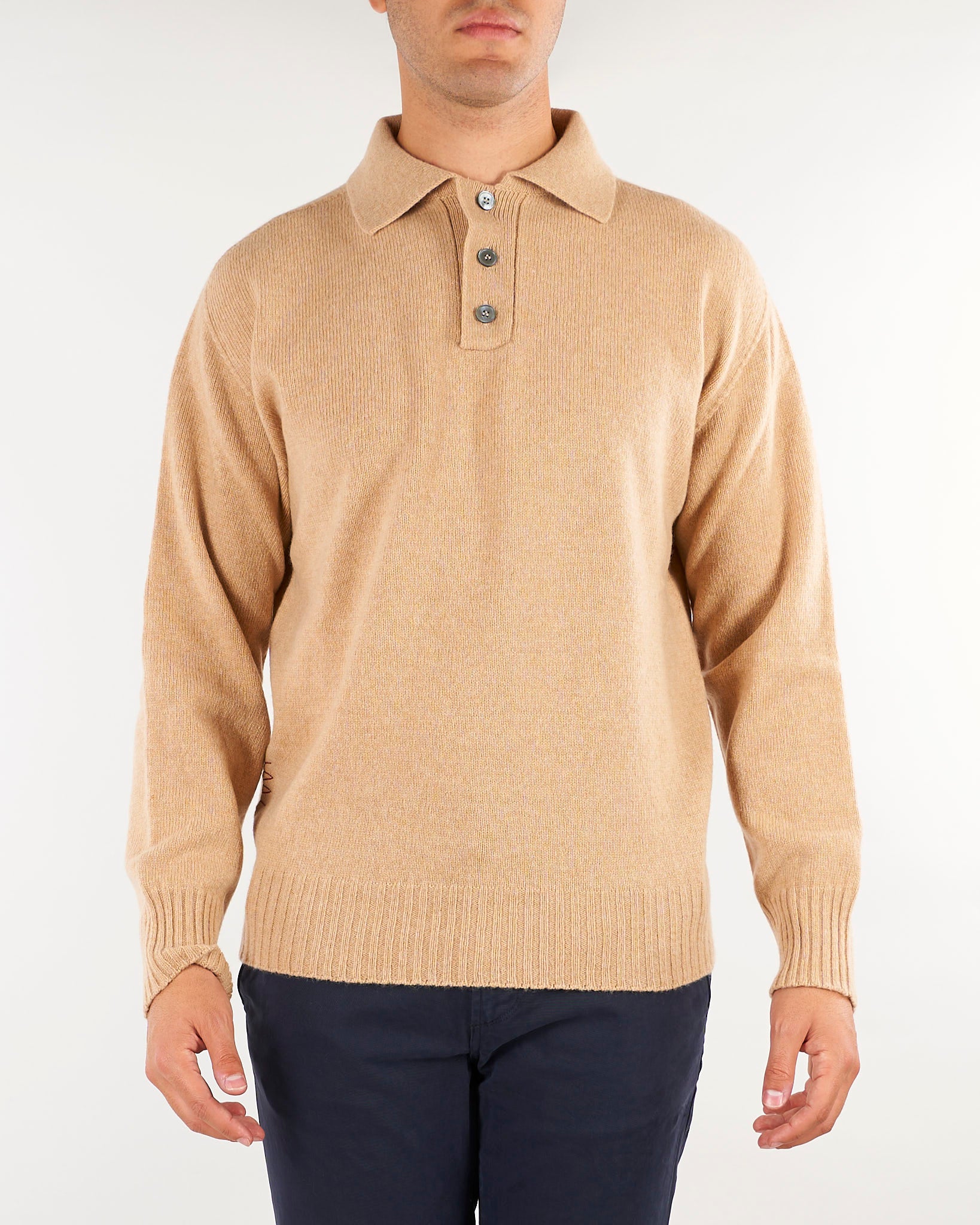 Maglia Polo Cammello in pura lana e cashmere Relaxed fit B9AC0071 62M AMARANTO 
