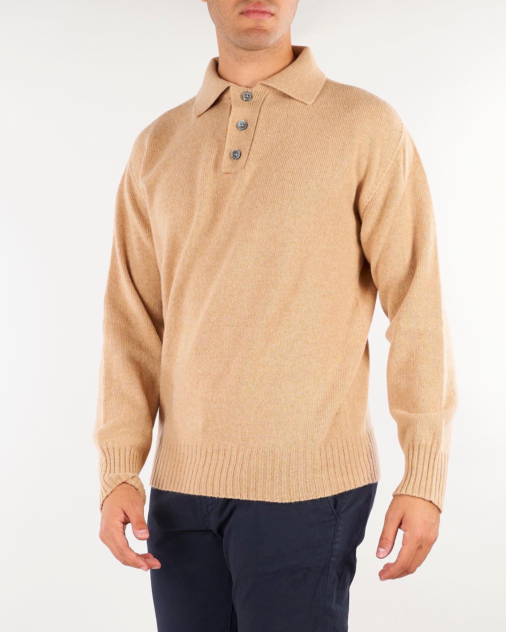 Maglia Polo Cammello in pura lana e cashmere Relaxed fit B9AC0071 62M AMARANTO 
