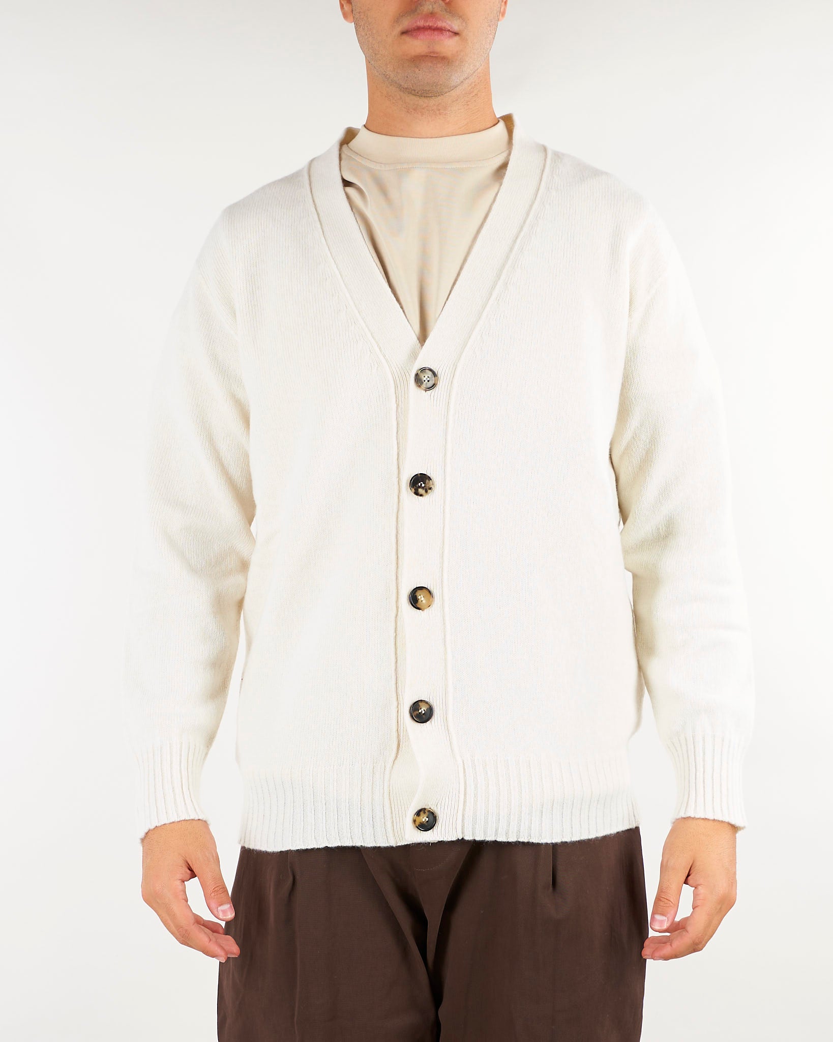 Cardigan Panna in pura lana e cashmere Relaxed fit B9AC0072 03M AMARANTO 