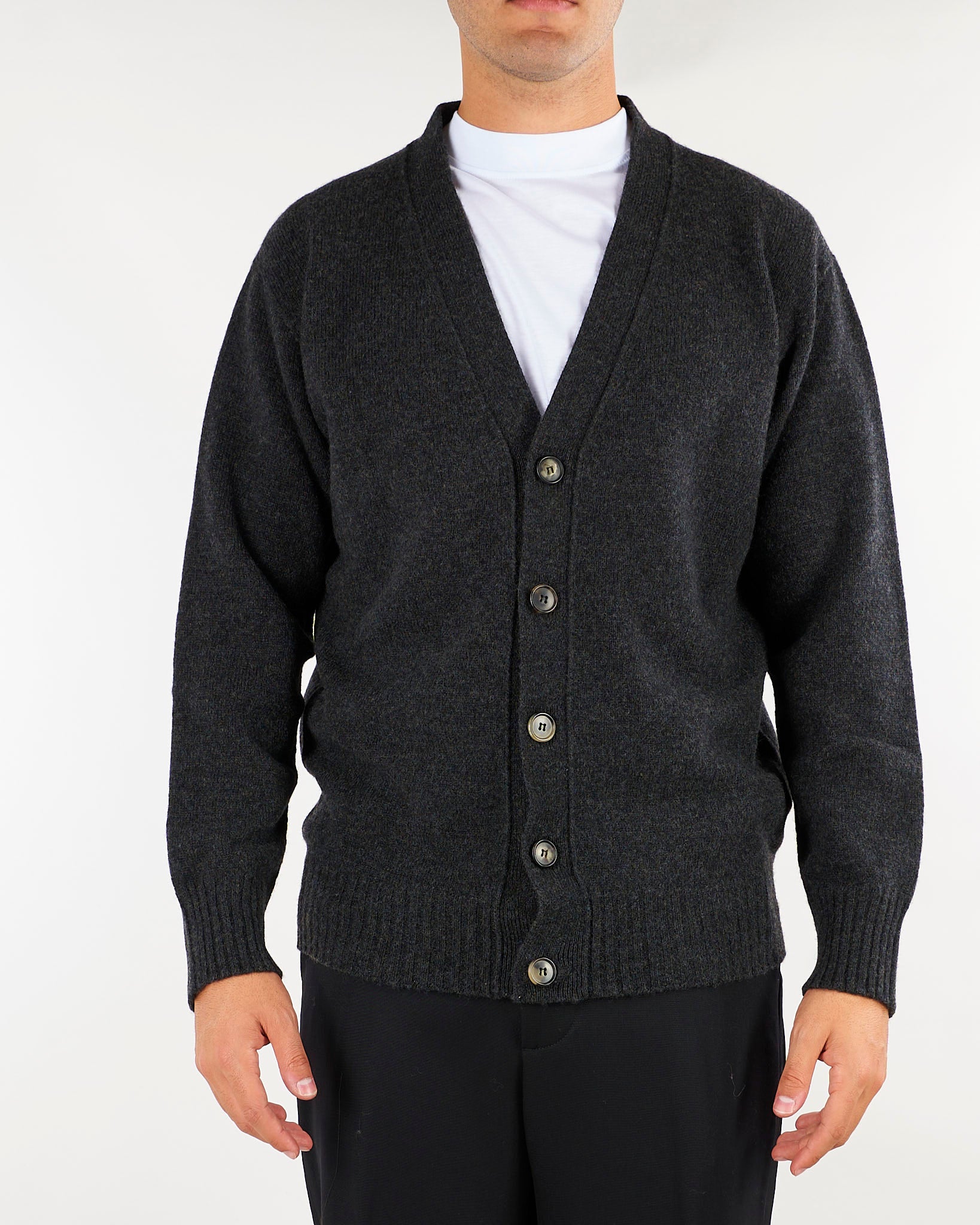Cardigan Antracite in pura lana e cashmere Relaxed fit B9AC0072 98M AMARANTO 