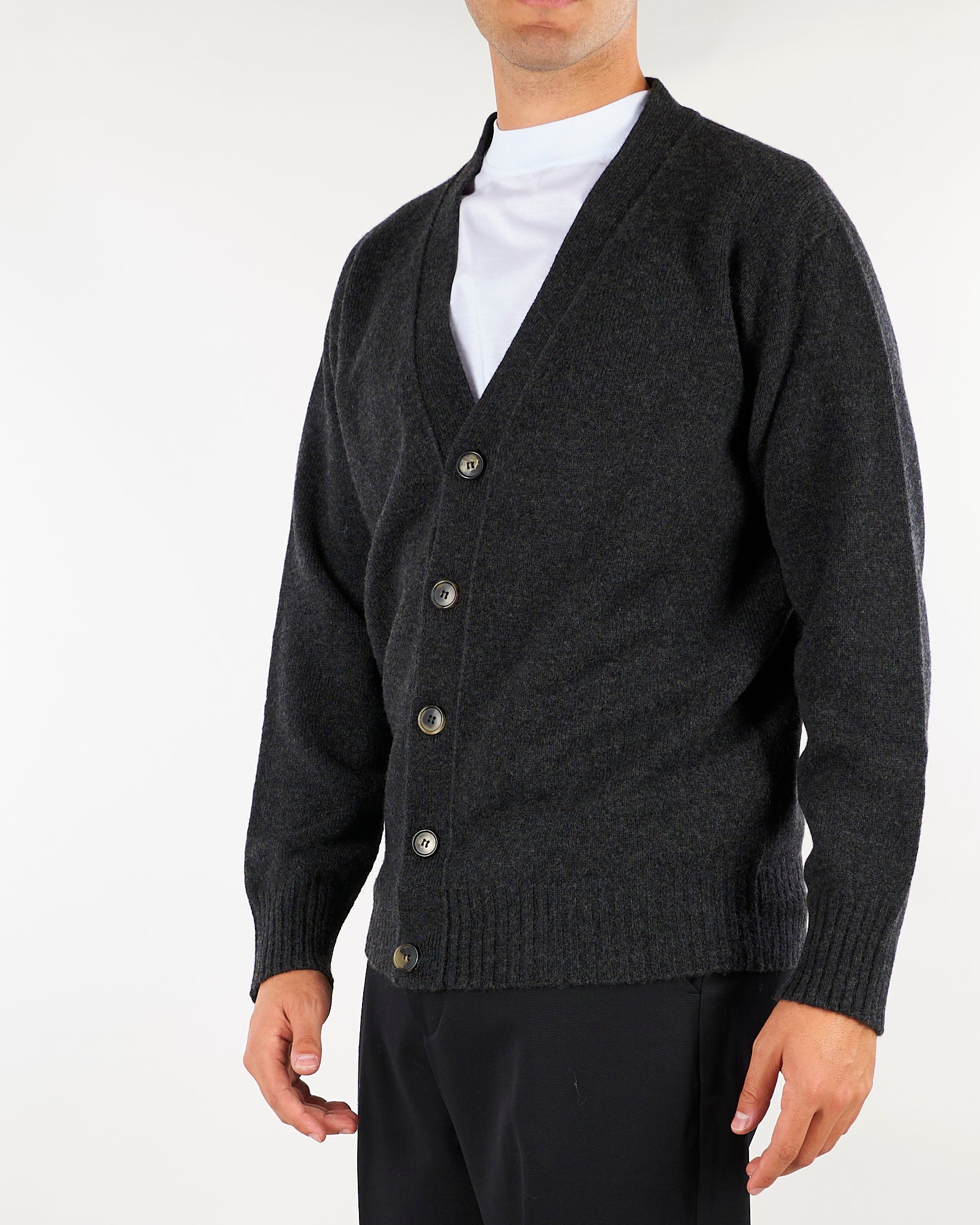 Cardigan Antracite in pura lana e cashmere Relaxed fit B9AC0072 98M AMARANTO 