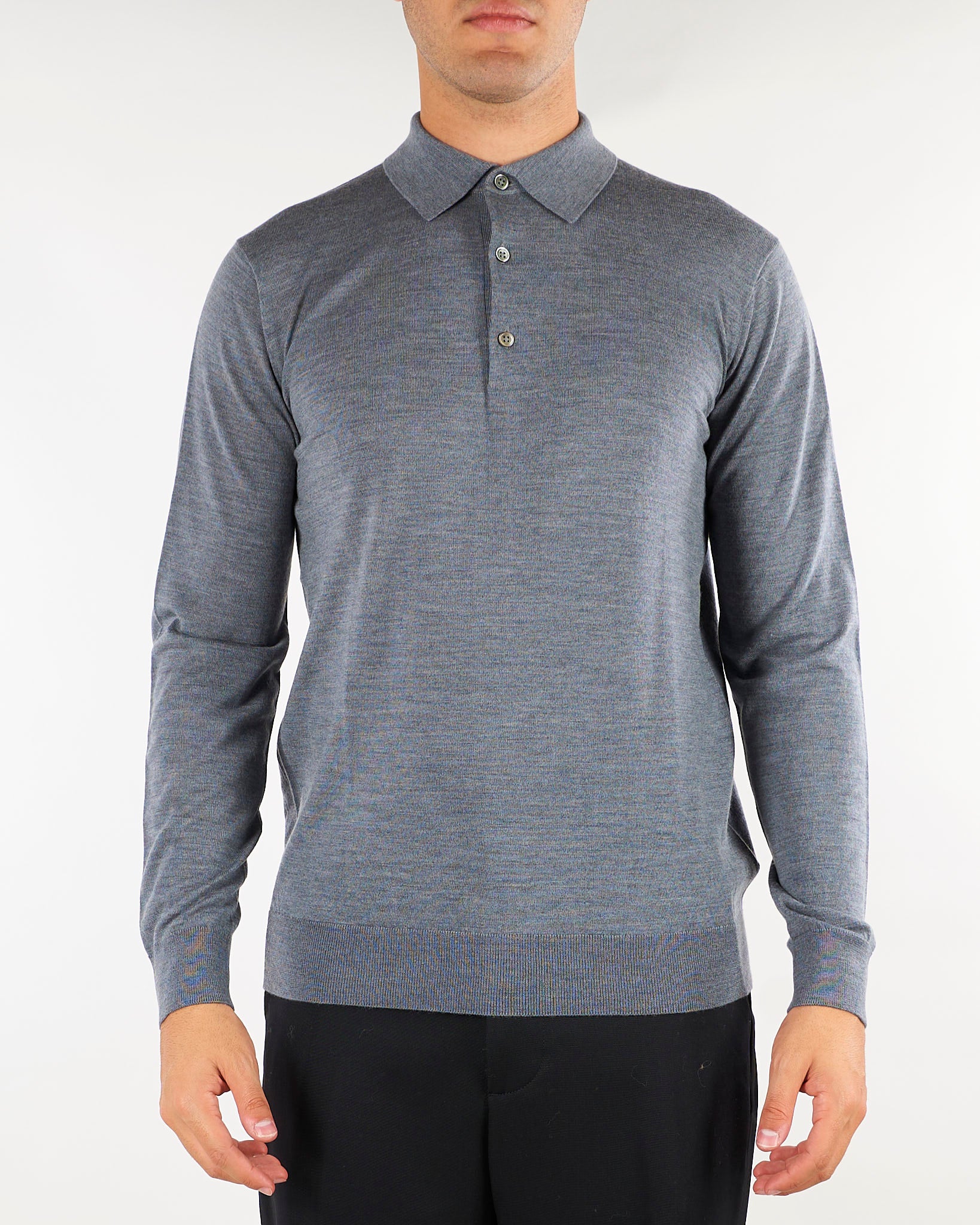 Maglia Polo Grigio in lana merinos DK27061 25 DIKTAT 