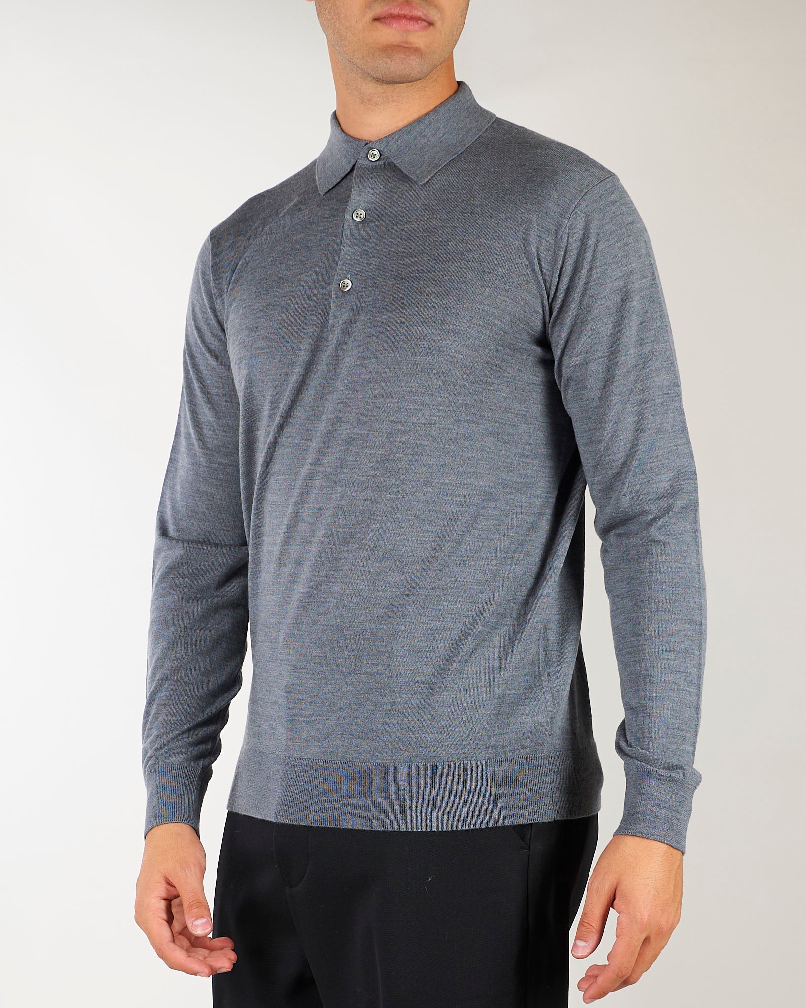 Maglia Polo Grigio in lana merinos DK27061 25 DIKTAT 