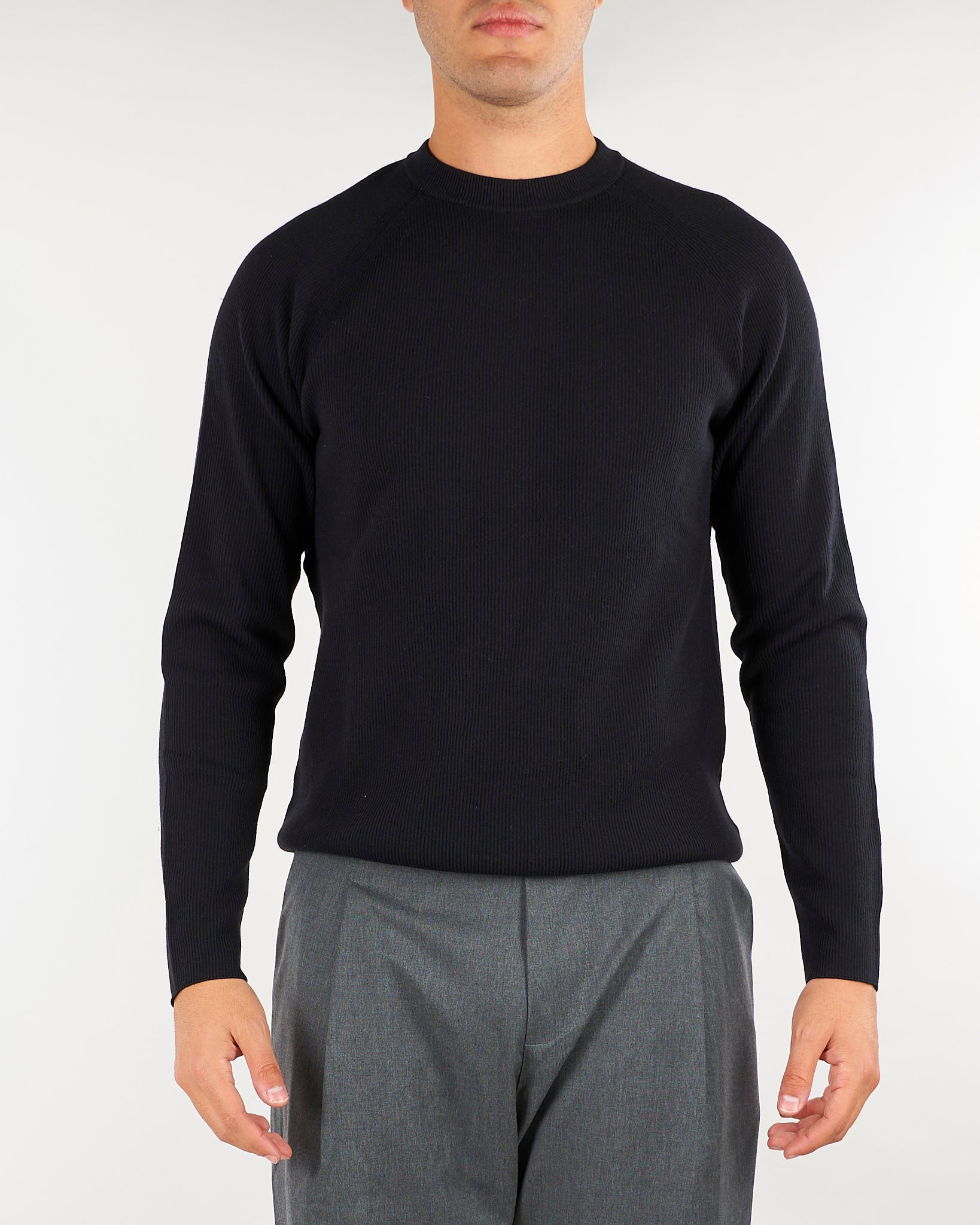 Maglia Nero a costine in misto viscosa e cashmere DK27923 79 DIKTAT 