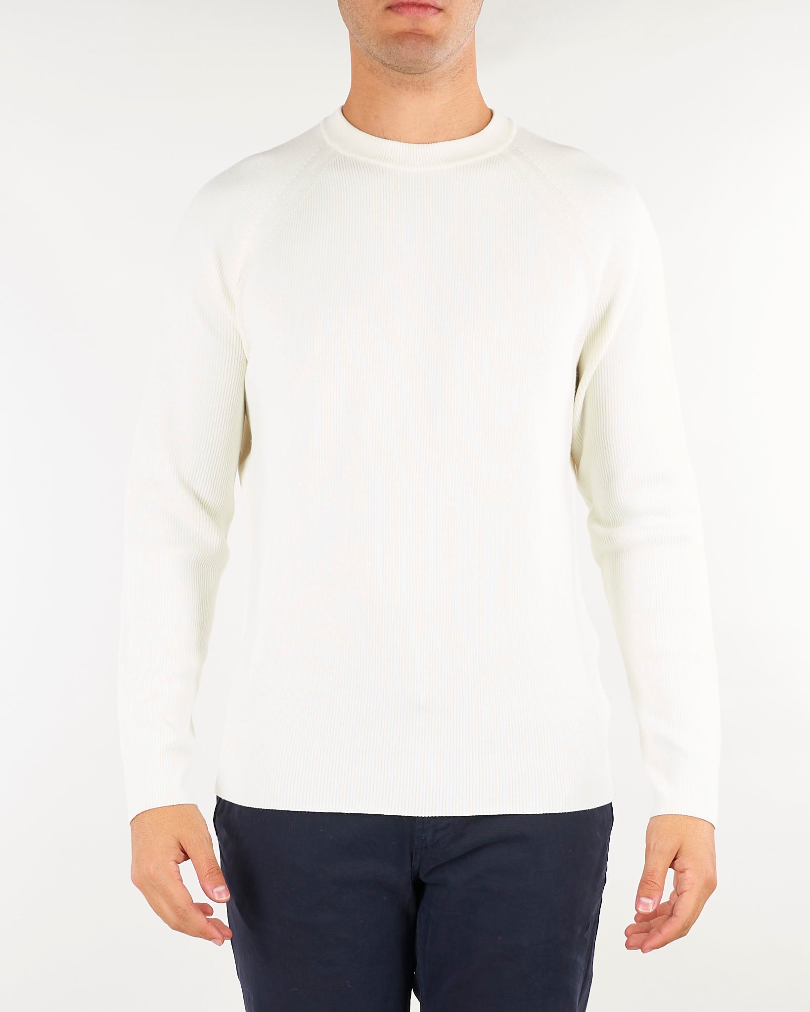 Maglia Bianco a costine in misto viscosa e cashmere DK27923 96 DIKTAT 