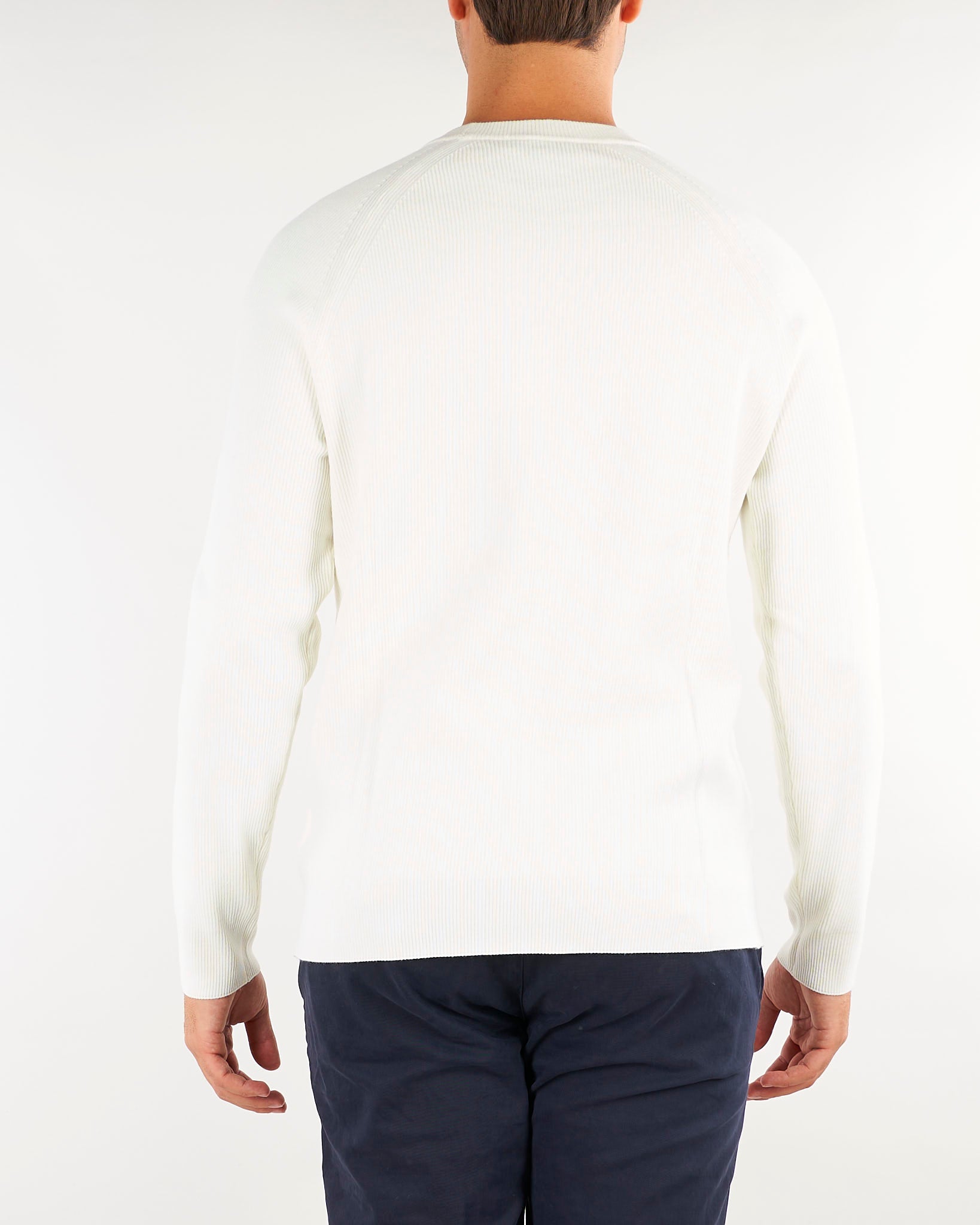 Maglia Bianco a costine in misto viscosa e cashmere DK27923 96 DIKTAT 