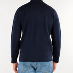 Cardigan Blu in misto lana merinos con colletto e tasche applicate DK27960 136 DIKTAT 