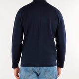 Cardigan Blu in misto lana merinos con colletto e tasche applicate DK27960 136 DIKTAT 