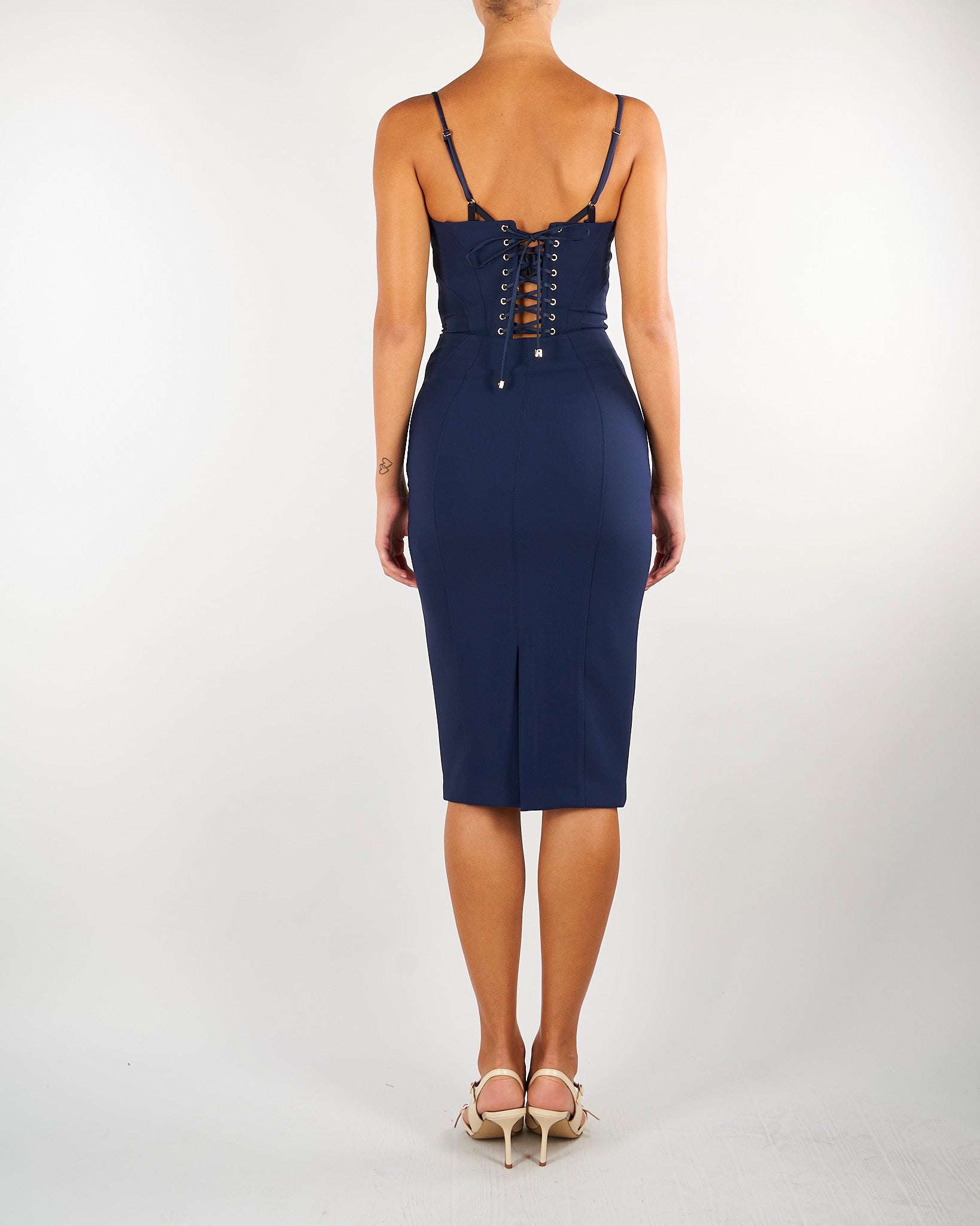 Abito Blu Notte in crêpe leggero e raso AB96466E2 H88 ELISABETTA FRANCHI 