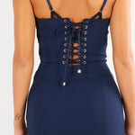 Abito Blu Notte in crêpe leggero e raso AB96466E2 H88 ELISABETTA FRANCHI 