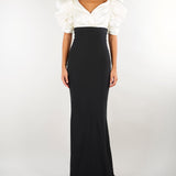 Abito Avorio-Nero Red Carpet in gazar e crêpe leggero ABR0967E2 309 ELISABETTA FRANCHI 