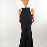 Abito Avorio-Nero Red Carpet in gazar e crêpe leggero ABR0967E2 309 ELISABETTA FRANCHI 