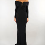 Abito Nero Red Carpet in jersey crêpe leggero ABR2667E2 110 ELISABETTA FRANCHI 