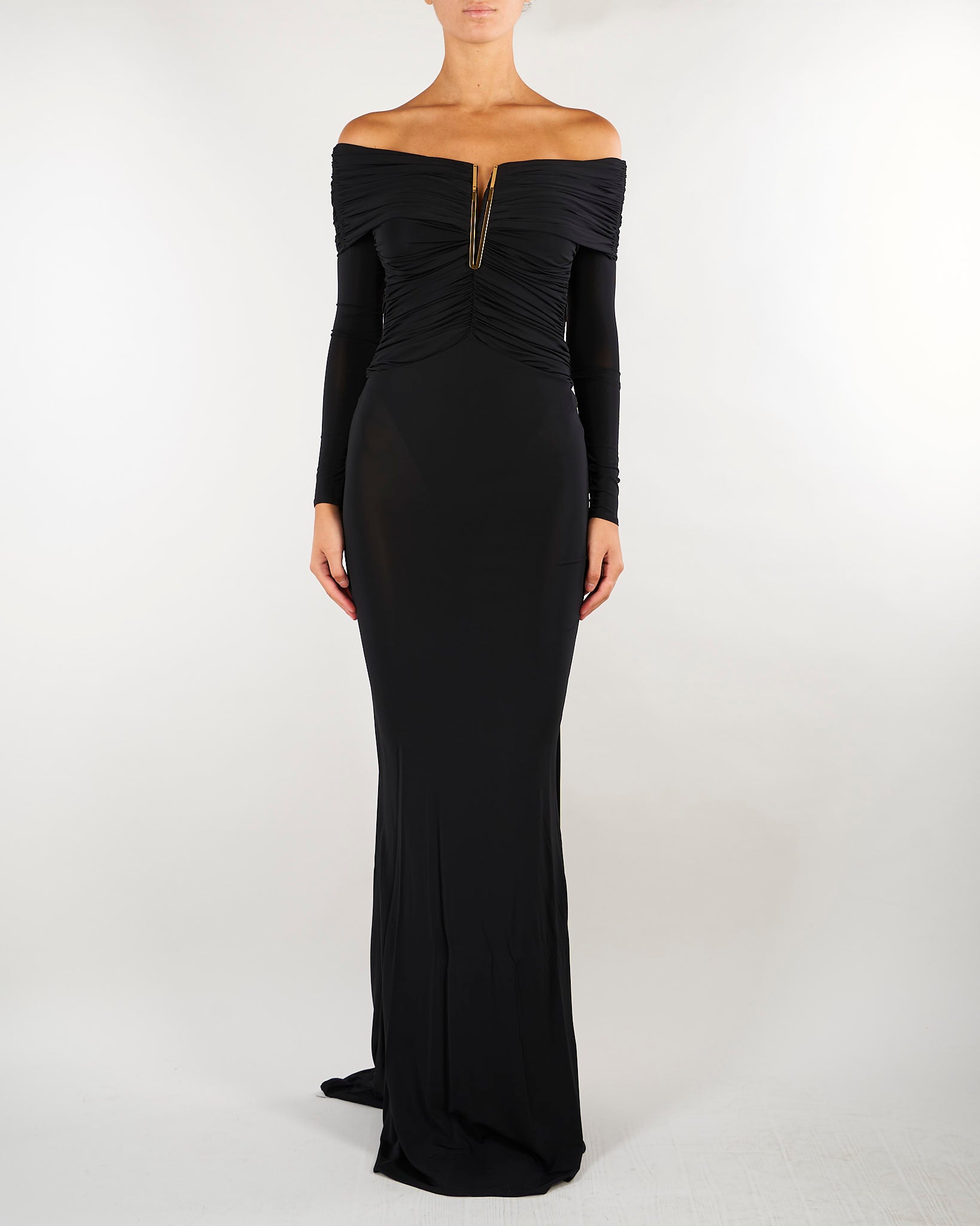 Abito Nero Red Carpet in jersey crêpe leggero ABR2667E2 110 ELISABETTA FRANCHI 