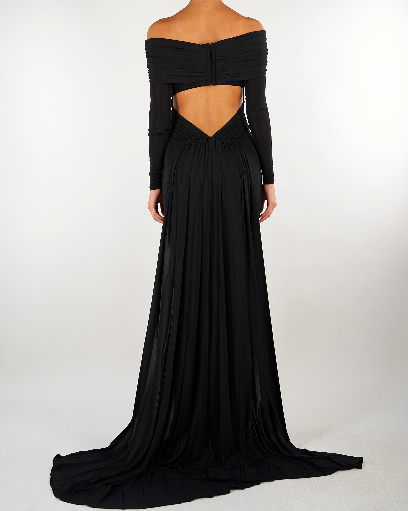 Abito Nero Red Carpet in jersey crêpe leggero ABR2667E2 110 ELISABETTA FRANCHI 