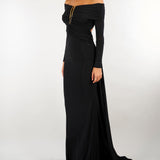 Abito Nero Red Carpet in jersey crêpe leggero ABR2667E2 110 ELISABETTA FRANCHI 
