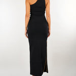 Abito Nero in maglia da red carpet con cerniera AM07B66E2 110 ELISABETTA FRANCHI 
