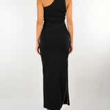 Abito Nero in maglia da red carpet con cerniera AM07B66E2 110 ELISABETTA FRANCHI 