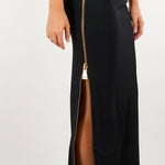 Abito Nero in maglia da red carpet con cerniera AM07B66E2 110 ELISABETTA FRANCHI 