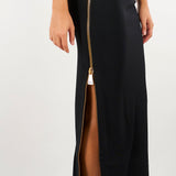 Abito Nero in maglia da red carpet con cerniera AM07B66E2 110 ELISABETTA FRANCHI 