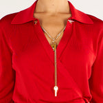 Abito Red Passion in filato di viscosa con catena gioiello AM19S66E2 CG5 ELISABETTA FRANCHI 